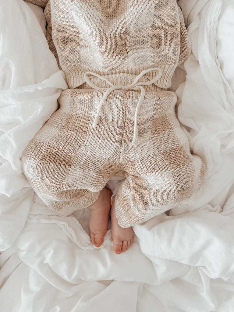 Neutral Baby Knitted Pants Gingham | Ziggy Lou – Minimysa