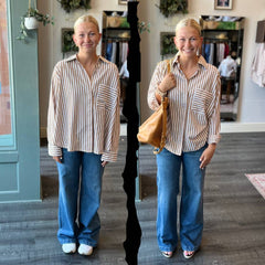 Tan and white striped shirt