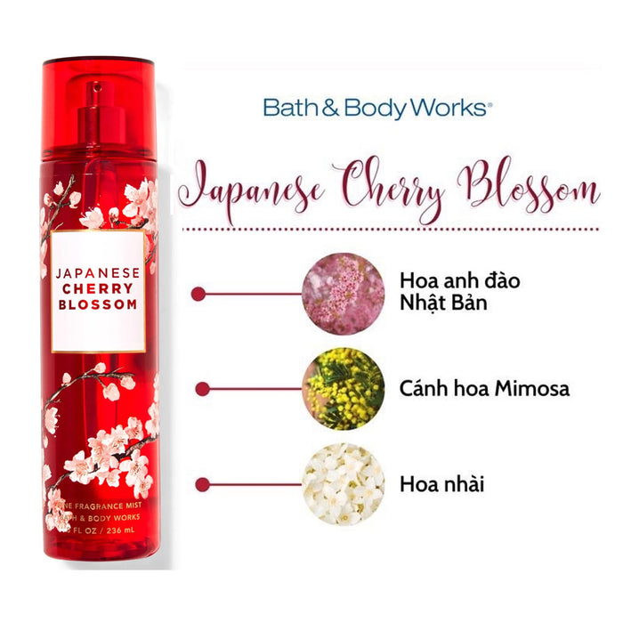 Xịt Thơm Bath & Body Works Fine Fragrance Mist Japanese Cherry Blossom 236ml - An Beauty Shop