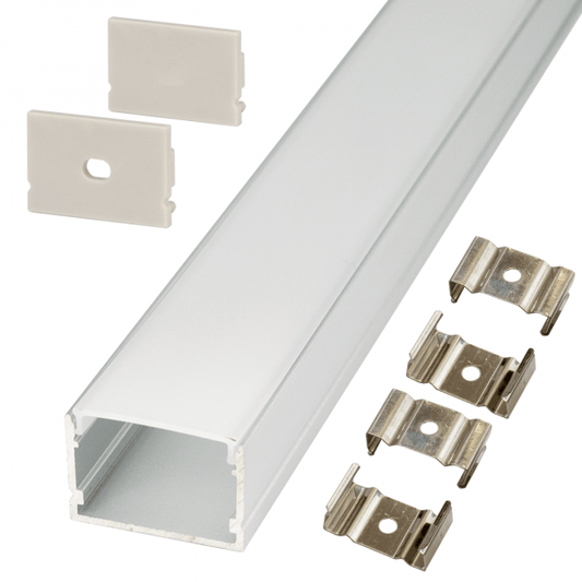 Perfil de aluminio para tira LED 2 metros con tapa listo para montaje –  tidled