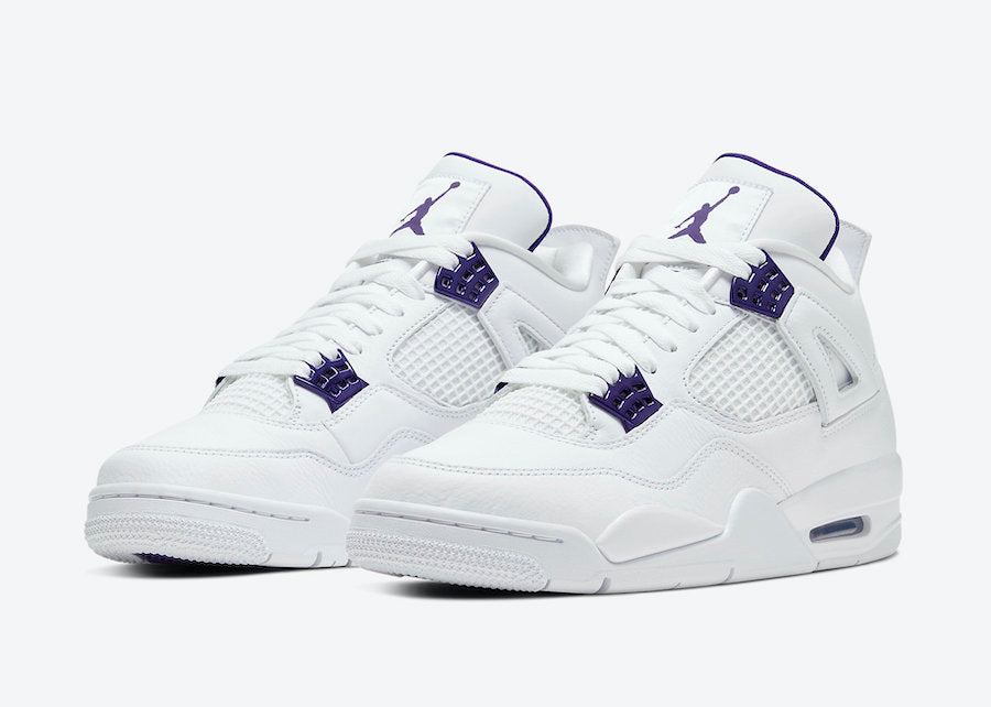 Nike Air Jordan 4 Basketball Shoes Purple Metallic Retro Casual Shoes Versatile Culture Sneakers