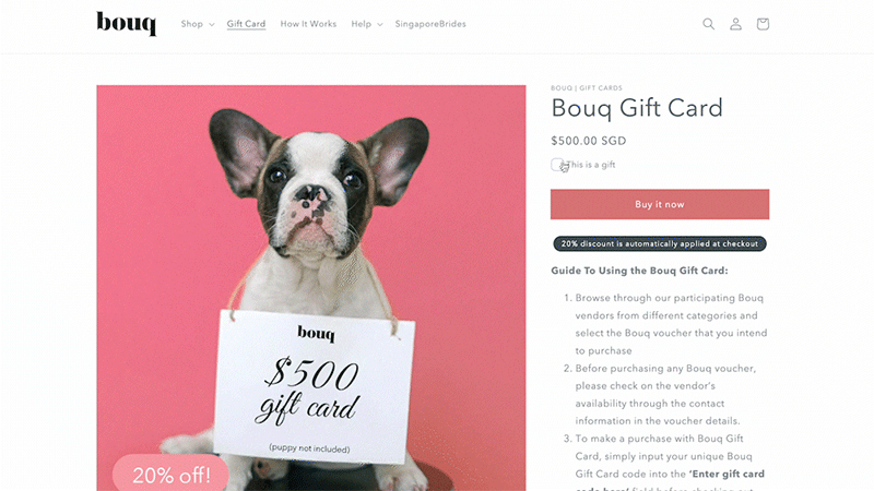 How to buy Bouq Gift Card