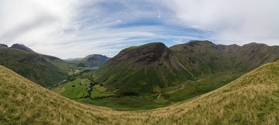 A panoramic picture of Scafell Pike mountain in the Lake District