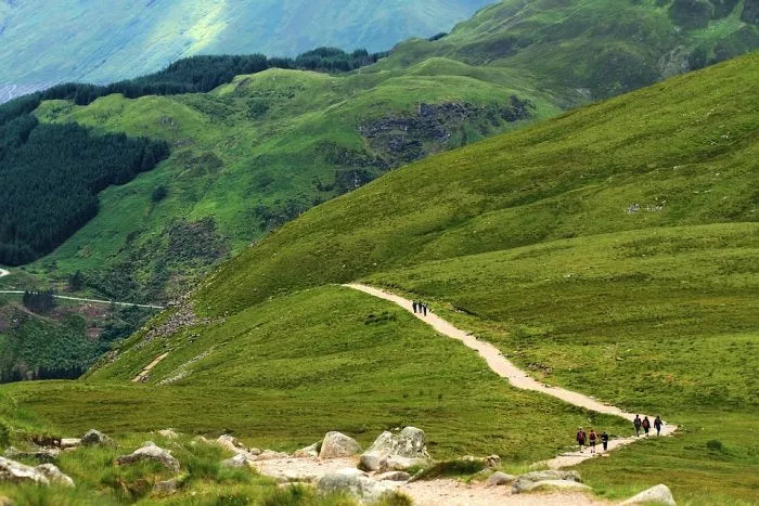 A country path with walkers on Ben Nevis