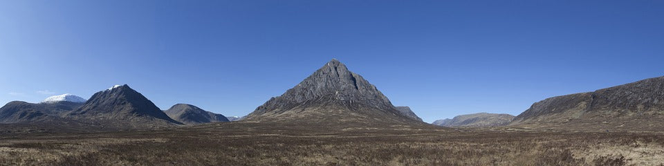 A panorama shot of Buachaille Etive Mor mountain in Scotland