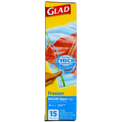 Glad Zipper Freezer Bags, Quart, 20 Bags/Box (57035)