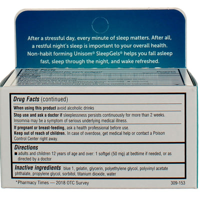 Unisom SleepGels Soft Gels Nighttime Sleep-Aid, 60 Ct