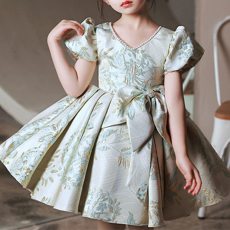 Toddler Girl Vintage Printing Birthday Party Princess Dress