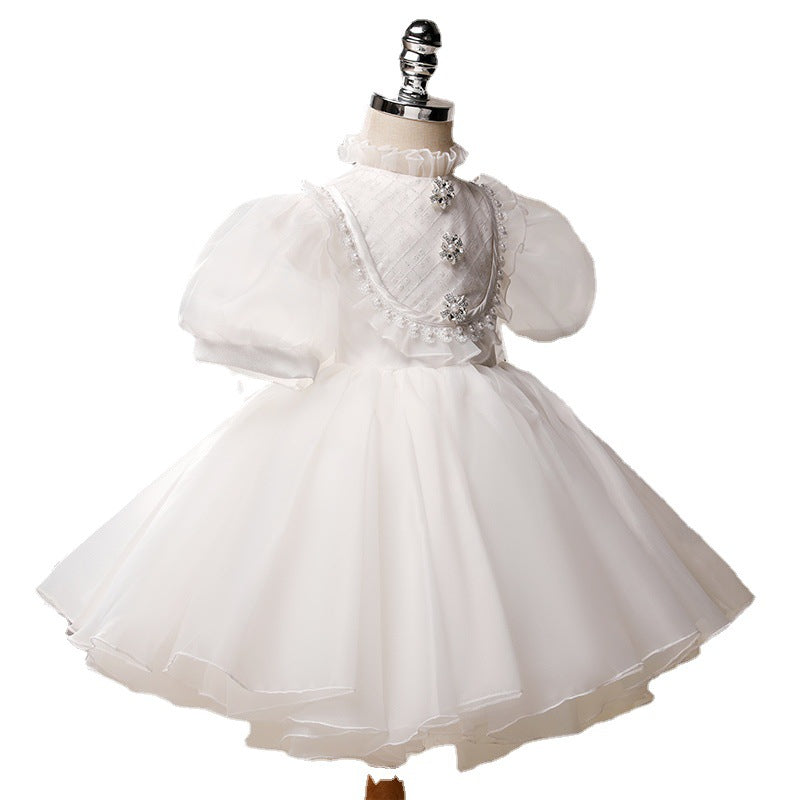 Baby Girl White Court Vintage Beaded Christening Dress