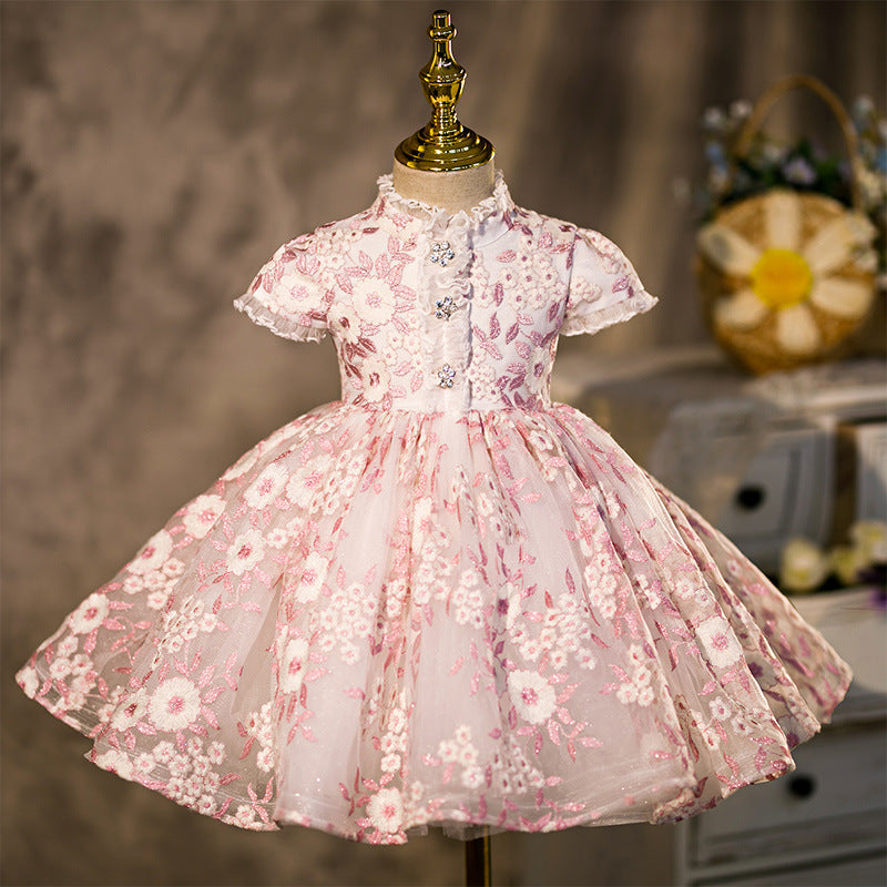 Baby Girl Birthday Party Dress Toddler Summer Pink Flower Girl Dress ...