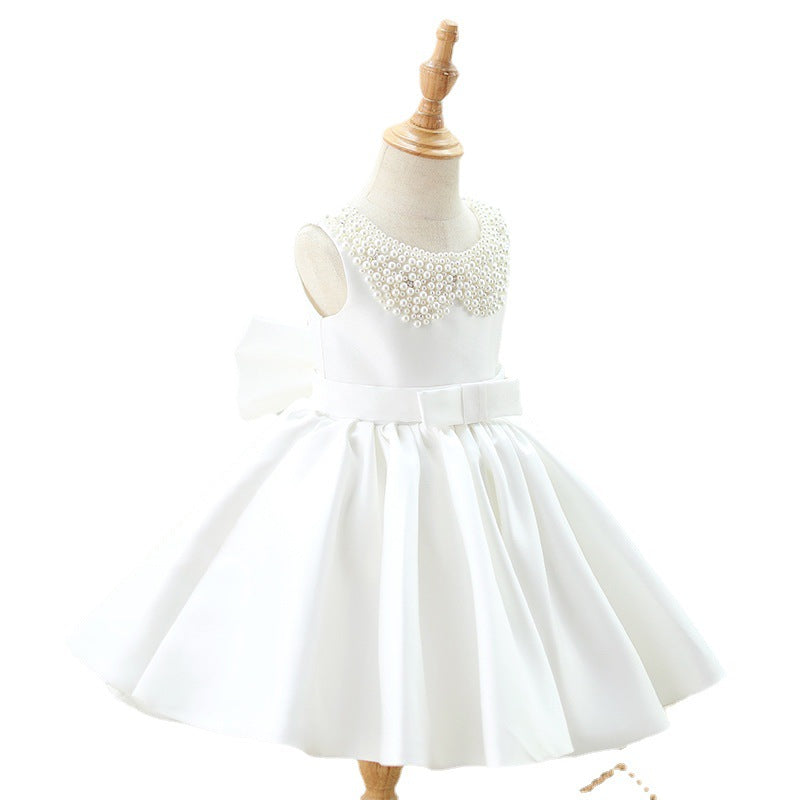 First Communion Dress Girl Princess Party Dress White Bead Collar ...
