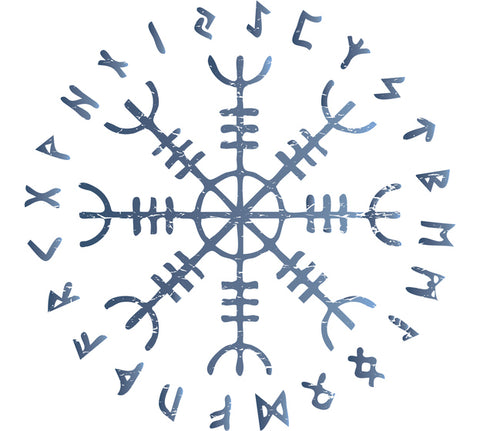 Helm of Awe or Terror, also known as Aegishjalmur sigil with futhark runes circle