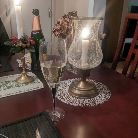 シャンパンを飲みながら夕食を食べました