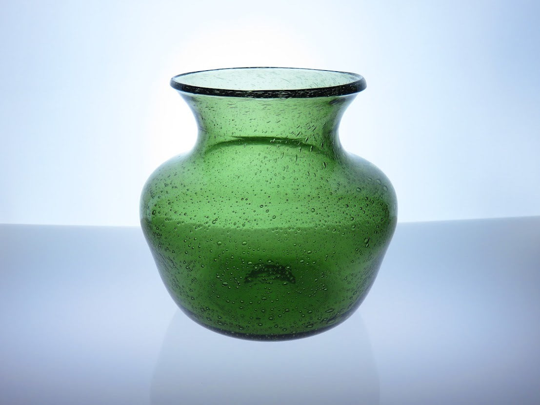 エリックホグラン BODA 花瓶 ガラス 北欧 ヴィンテージ 茶Φ18 脚付 A-