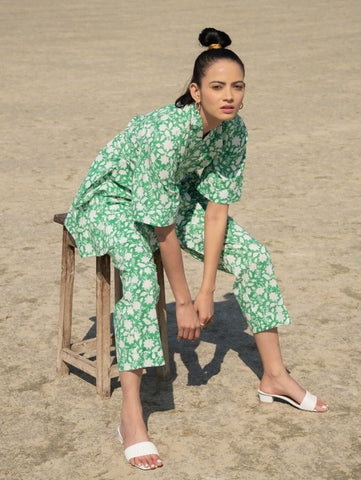 Green Basile Printed Co-ord Set (Set of 2) By Marche now available at Trendroots