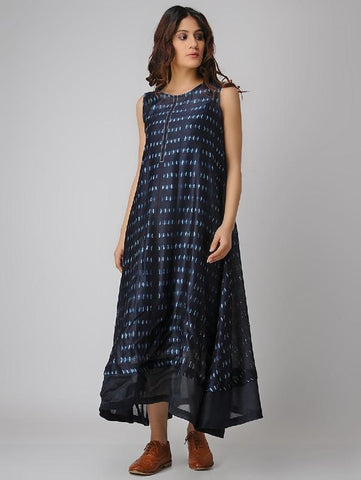 Indigo A-Line Sleeveless Dress (Set of 2) by The Neem Tree now available at Trendroots