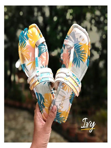 Ivy Multi Color Tropical Kolhapuri Flats By Tic Tac Toe now available at Trendroots