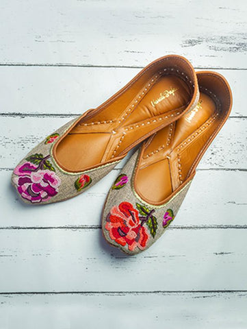 The Rose Garden Embroidered Juttis by Vareli Bafna now available at Trendroots