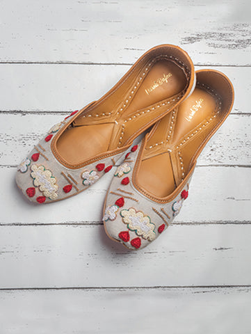 Ash Grey Embroidered Juttis by vareli Bafna now available at Trendroots