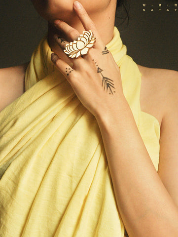 Lotus Handcarved ring by SATAT Jewelry now available at Trendroots