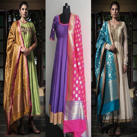 Go with silk plain anarkali suit with a heavy dupatta and nice jumkas.which  will make it look simple and elegant. | Indian attire, Indian gowns, Indian  dresses