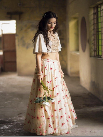 Noor- Ivory Floral Lehenga Set now available at Trendroots