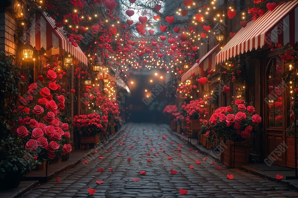 Gatsby Valentine Romantic Street Floral Photography Backdrop Gbsx-01387