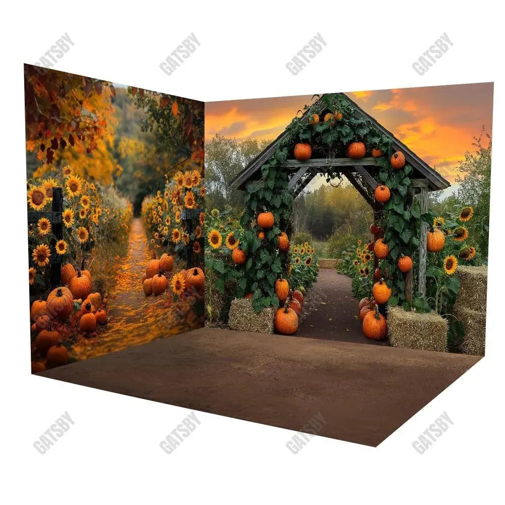 Gatsby Autumn Pumpkin House Room Set Backdrop Gbsx-00757&Gbsx-00303&Gbsx-99762