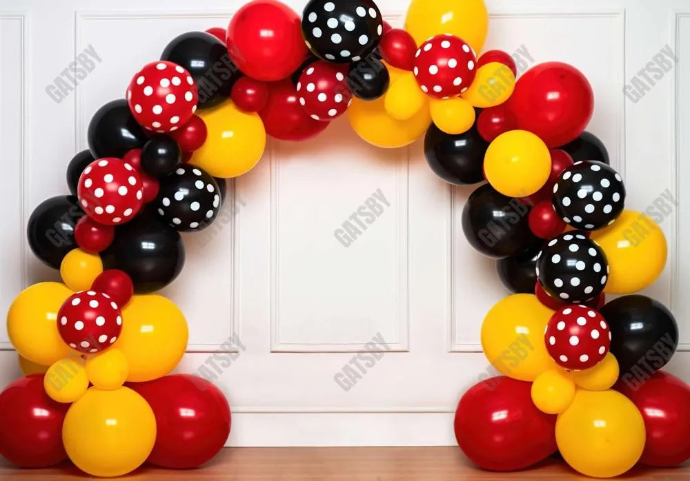Red and Black Balloons Arch Birthday Backdrop