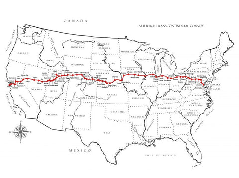 Gregory's route from Washington DC to San Francisco via the old Lincoln Highway