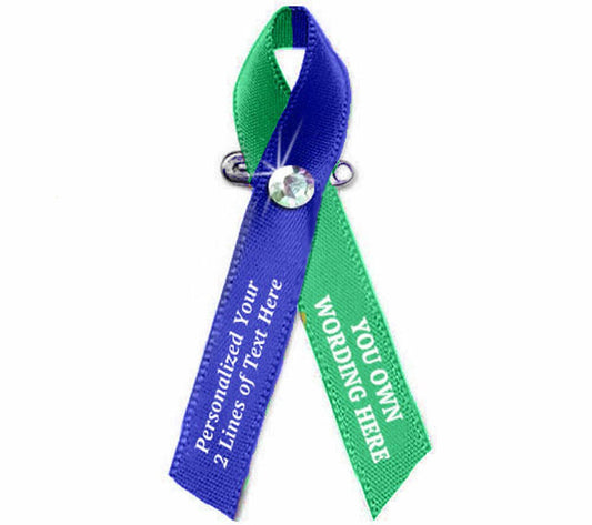 Light Green Fabric Custom Imprinted Awareness Ribbons – 250 ribbons / bag