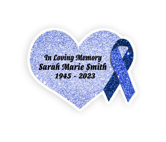 Memorial Keepsakes Light Blue Cancer Ribbon Heart Pin - Pack of 10 - Celebrate Prints Light Blue