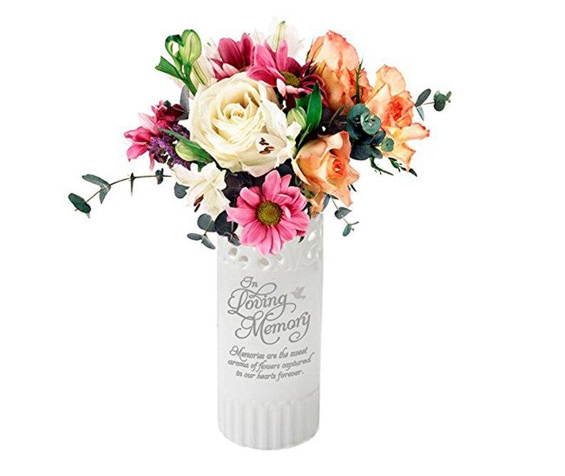 In Loving Memory White Ceramic Flower Memorial Vase - Celebrate Prints