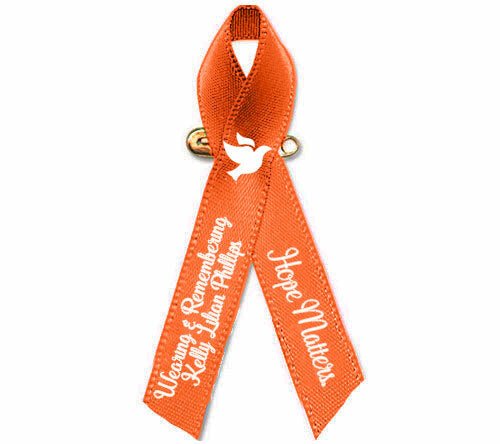 Kidney Cancer Ribbon Personalized (Orange Color Ribbon) - Pack of 10