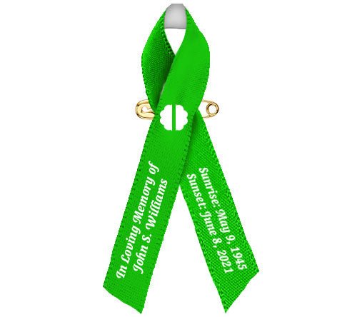 Liver Cancer Ribbon Personalized (Emerald Green) - Pack of 10