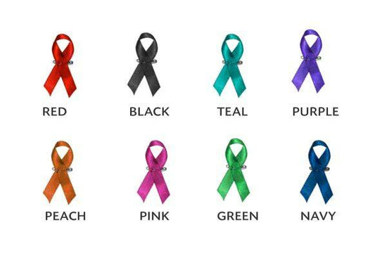 Head or Neck Cancer Ribbon (White-Burgundy) - Pack of 10 - Celebrate Prints