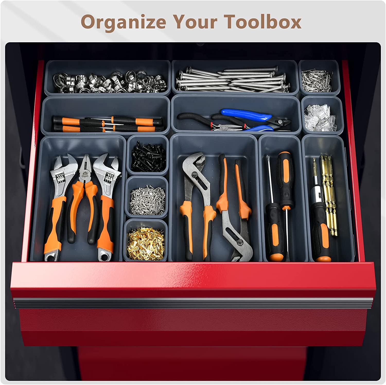 Tool Organizer Box Storage Drawer Tray, 32 Pieces