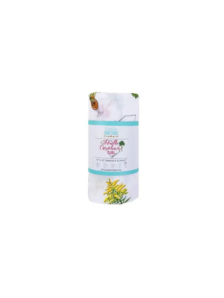 Little Hometown South Carolina Girl Baby Swaddle Blanket