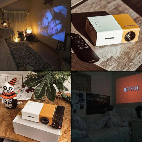 Projetor doméstico, Full HD 1080p Smart LED Home Media Video Player  Theater, Cinemood, assistir a filmes TV, em casa, quarto, escritório, ao ar  livre, para celulares, tablets, laptops (preto + branco)