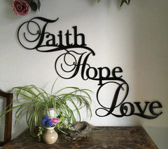 Personalised Faith, Hope, Love - Wood & Metal Wall Art