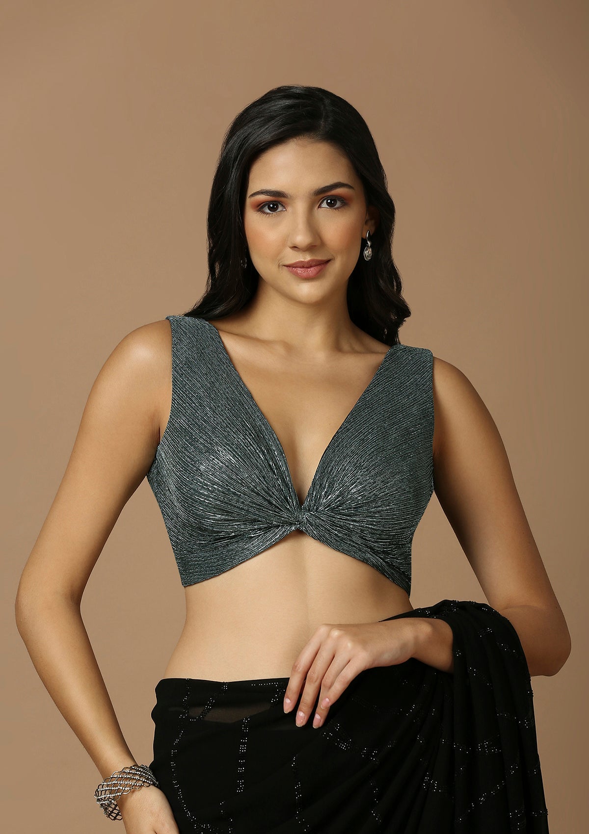 Buy Salwar Studio Grey Plain Saree Shapewear for Women Online