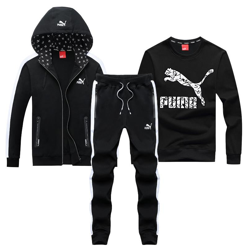 Puma Fashion Casual Cardigan Jacket Coat Top Sweater Pants Trousers Set Three-Piece