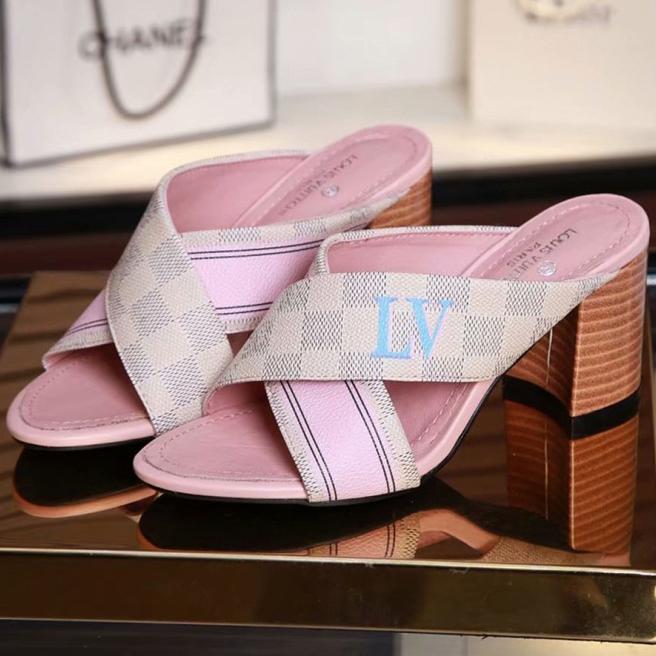 Louis Vuitton Women Fashion Casual Heels Shoes Slipper Shoes