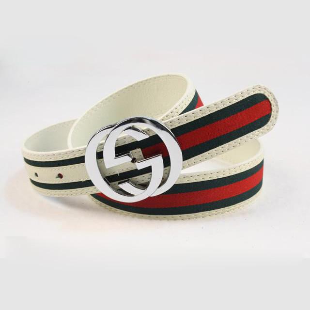 G U C C I Woman Fashion Smooth Buckle Belt Leather Belt