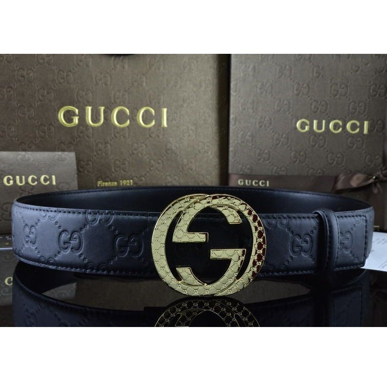 G U C C I Men Women Fashion Smooth Buckle Leather Belt