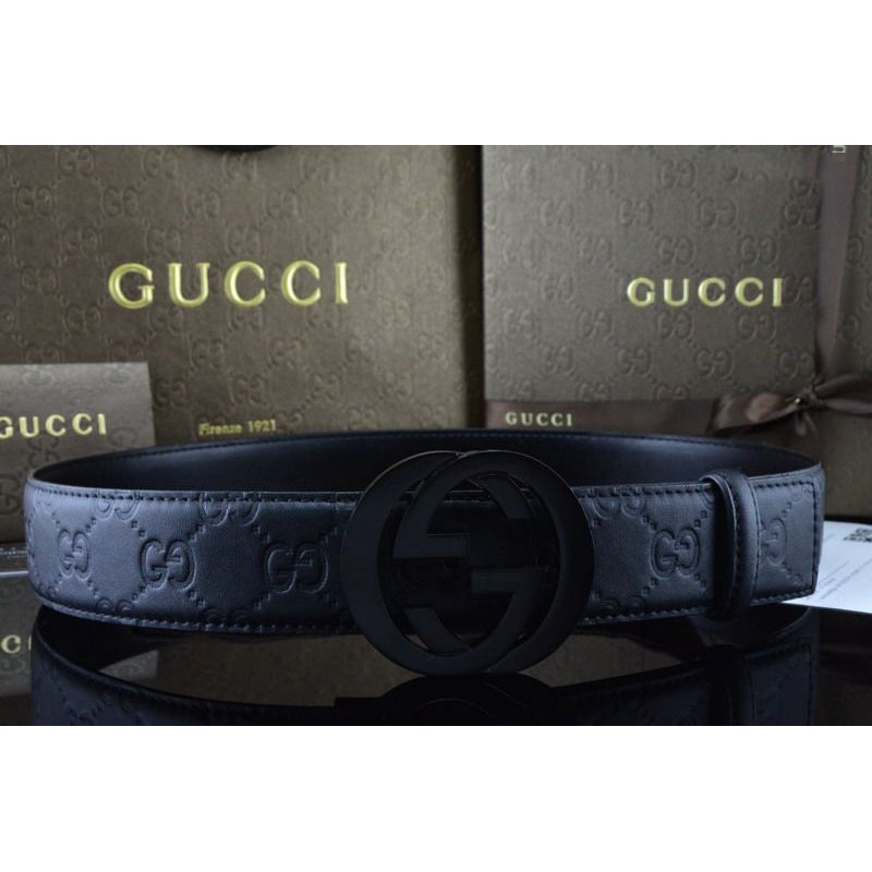 G U C C I Men Women Fashion Smooth Buckle Leather Belt