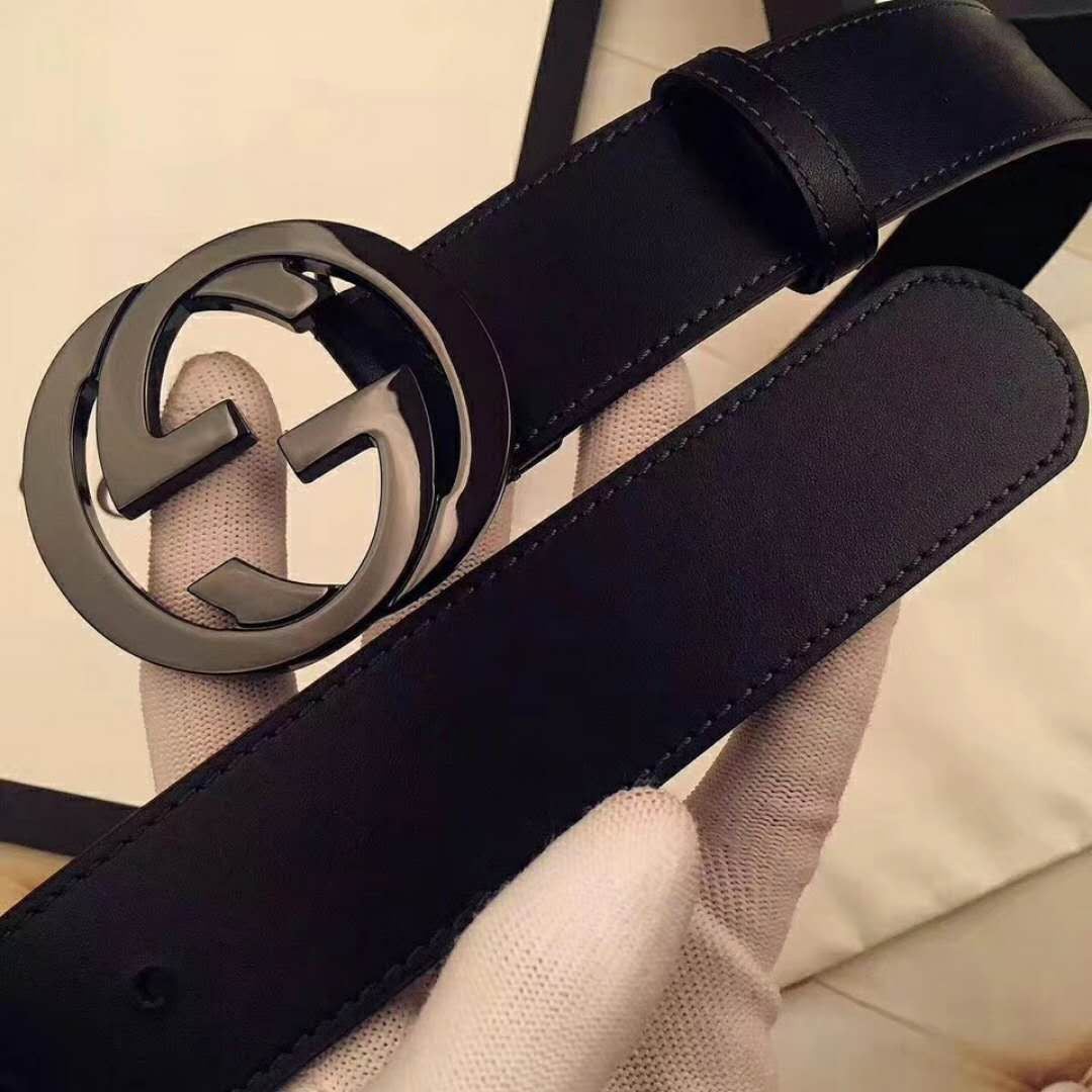 G U C C I Men Women Fashion Smooth Buckle Leather Belt