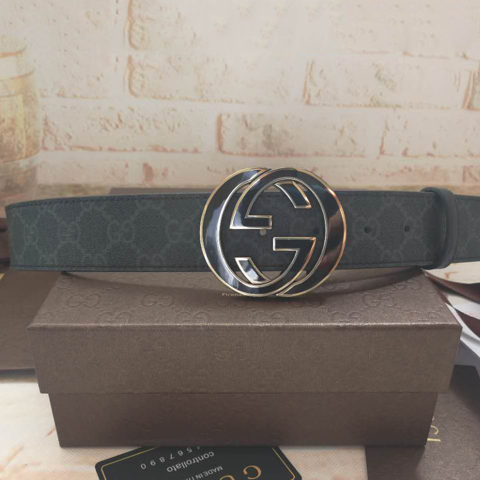 G U C C I Men Women Fashion Smooth Buckle Leather Belt