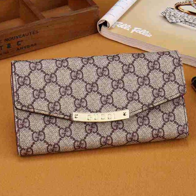 G U C C I Women Leather Flower Print Purse Wallet