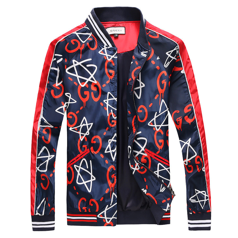 G U C C I Fashion Letters Printed Full-Zip Cardigan Jacket Coat